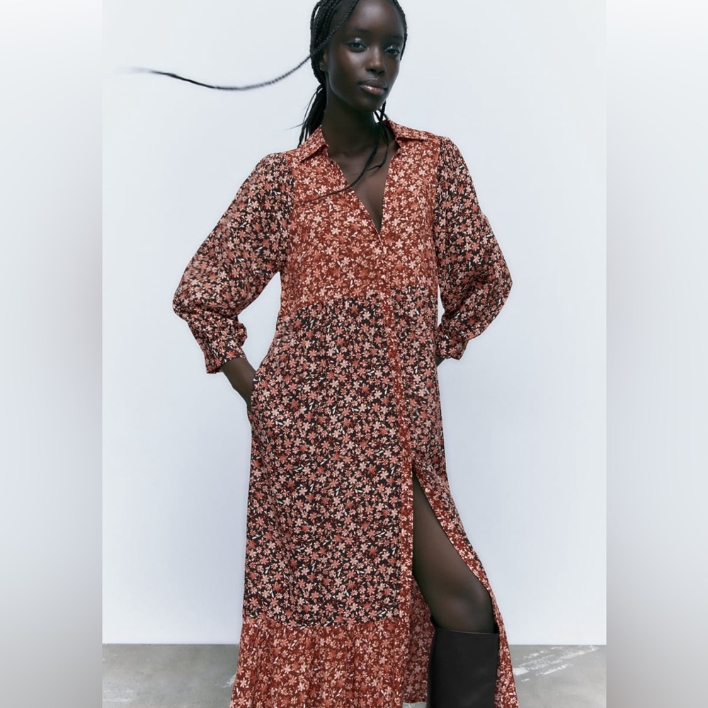 Zara Floral Print Midi Dress